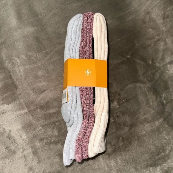 Timberland Beige Burgundy Gray W6.5-9.5 Knit Cushioned Boot Socks 3 pk - Picture 7 of 11